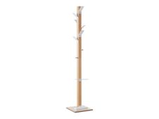 Porte-manteau en bois naturel avec porte parapluie EASYCLOTH - blanc
