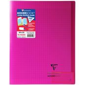 Clairefontaine Koverbook - Cahier polypro 24 x 32 cm - 96 pages - grands carreaux (Seyes) - rose
