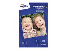 Avery - Papier Photo brillant - A4 - 230 g/m² - impression jet d'encre - 35 feuilles