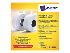 Avery - 10 rouleaux de 1500 étiquettes amovibles pour étiqueteuse 1 ligne - 26 x 12 mm - Blanc