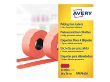 Avery - Boîte de 10 rouleaux de 1200 étiquettes de prix - 26 x 16 mm - rouge