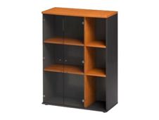 Bibliothèque mi-haut JAZZ+ - L80 x H112 x P39 - 2 portes vitrées - Aulne