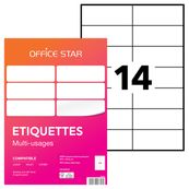 Office Star - 1400 Étiquettes multi-usages blanches - 105 x 42,4 mm - réf OS43653