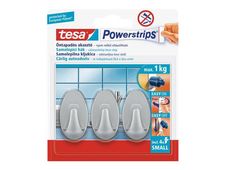 Tesa Powerstrips - 3 crochets gris effet métal - forme ovale