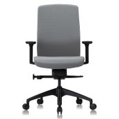 Fauteuil de bureau - CHARLIE - coque noire et tissu gris - accoudoirs réglables