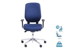 Fauteuil de bureau ROMEO - accoudoirs en option - bleu, base alu
