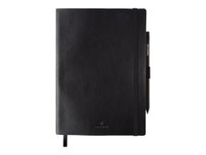 Oberthur - Carnet de notes en cuir à élastiques - A5 - noir