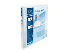 Exacompta Kreacover - Classeur à anneaux personnalisable - Dos 38 mm - A4 Maxi - pour 100 feuilles - blanc - 2 pochettes extérieures