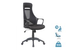 Fauteuil de bureau FREETOWN - accoudoirs fixes - appui-tête intégré - noir
