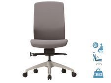 Fauteuil de bureau - CHARLIE - coque blanche et tissu gris - Accoudoirs en option