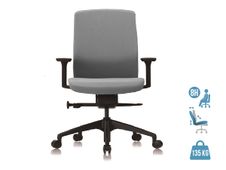 Fauteuil de bureau - CHARLIE - coque noire et tissu gris - accoudoirs réglables