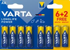 VARTA Longlife Power - 6 piles alcalines + 2 gratuites - AA LR06