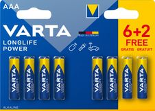 VARTA Longlife Power - 6 piles alcalines + 2 gratuites - AAA LR03