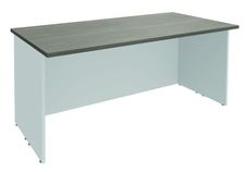 Banque d'accueil LUMINA - sans réhausse - L160 x H75 x P80 cm - Finition chêne gris/blanc