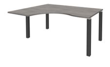 Bureau compact EXPRIM - L180 cm - Retour gauche - Plateau imitation Chêne gris - Pieds carbone (Pieds de renfort obligatoire à rajouter - non inclus)