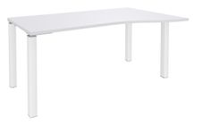 Bureau Vague EXPRIM - L160 cm - Retour droite - Plateau Blanc perle - Pieds blanc