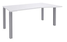 Bureau Vague EXPRIM - L160 cm - Retour droite - Plateau Blanc perle - Pieds alu