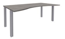 Bureau vague symétrique EXPRIM - L180 cm - Plateau imitation Chêne gris - Pieds alu