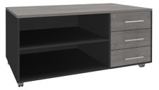 Console mobile EXPRIM/LOFTER/LEVEL - L120 x H63 x P60 cm - 3 tiroirs - coté anthracite - finition façade et dessus imitation Chêne gris