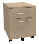 Caisson mobile LEVEL/STEELY/WOODY - L43 x H56 x P60 cm - 2 tiroirs dont 1 DS - imitation Chêne clair