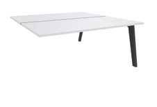 Bureau double STEELY - L120 cm - Double face Suivant - Pieds carbone - plateau Blanc perle