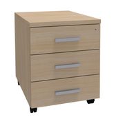 Caisson mobile LEVEL/STEELY/WOODY - L43 x H56 x P60 cm - 3 tiroirs - imitation Chêne clair