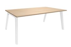 Bureau STEELY Manager - L180 cm - pied blanc - plateau imitation Chêne clair