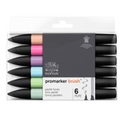 Promarker Brush - Pack de 6 stylos pinceaux et marqueurs - tons pastels