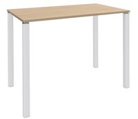 Table Lounge - L120xH105xP60 cm - 4 Pieds blancs - plateau imitation chêne clair
