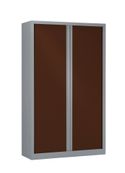 Armoire haute monobloc à rideaux ETIC - 198 x 120 cm - aluminium/imitation wengé