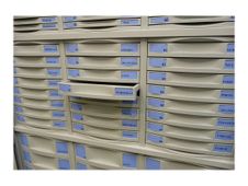 Module 8 tiroirs pour armoire à rideaux - hauteur 50 mm - gris