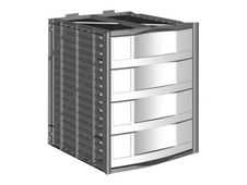 Module 4 tiroirs pour armoire à rideaux - hauteur 100 mm - gris