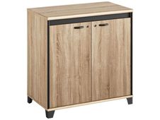 Armoire mi-haute MAMBO - L80 x H82 x P46 - 2 portes - Chêne Sonoma/noir