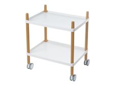 Desserte 2 plateaux - L50 x H55 x P36 cm - pied hêtre - plateau blanc