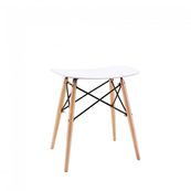 Tabouret bas SKOLL - pieds bois et acier noir - assise blanche