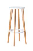 2 Tabourets hauts WOODY - pied hêtre - assise blanche