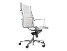 Fauteuil de bureau design - ENEO - Accoudoirs fixes en aluminium chromé - Blanc 