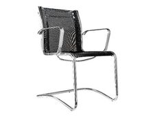 Chaise de bureau design MARCO - Noir - Revêtement résille - Accoudoirs en aluminium chromé 