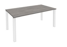 Bureau droit EXPRIM - L180 cm - Plateau imitation Chêne gris - Pieds blanc