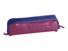 Clairefontaine - Trousse rectangulaire - cuir - bicolore bleu/fuchsia