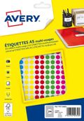 Avery - Etui A5 - 2058 Pastilles adhésives - couleurs assorties - diamètre 8 mm