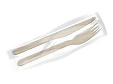 Guillin Servipack - 100 Kits 2 couverts bois + serviette