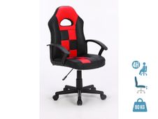 Fauteuil gamer FORMULE 1 - accoudoirs fixes - noir et rouge