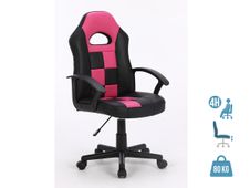 Fauteuil gamer FORMULE 1 - accoudoirs fixes - noir et rose