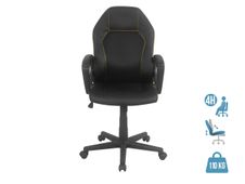 Fauteuil de bureau BOGOTA - accoudoirs fixes - noir avec surpiqûres jaunes