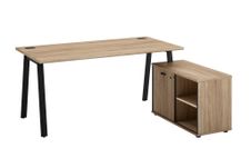 Bureau manager MAMBO avec retour droit - 160 cm - Chêne Sonoma/noir