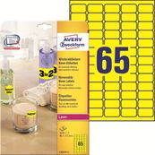 Avery - 1625 Étiquettes amovibles jaune fluo - 38,1 x 21,2 mm - Impression laser - réf L7651Y-25