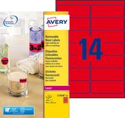 Avery - 350 Étiquettes amovibles rouge fluo - 38,1 x 99,1 mm - Impression laser - réf L7263R-25