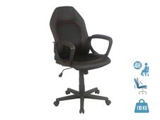 Fauteuil de bureau BOGOTA - accoudoirs fixes - noir avec surpiqûres rouge