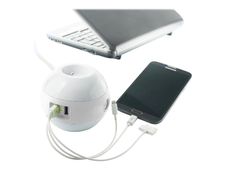 WATT & CO WATTBALL - Multiprise 3 prises - 2 prises 16A + 1 prise 6A + 2 USB - blanc